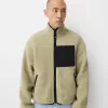 Jachetă din faux shearling cu detalii contrastante Jachetă din faux shearling cu detalii contrastante