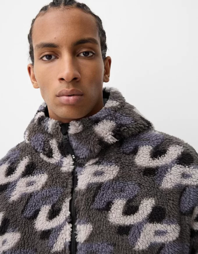 Jachetă din faux shearling cu imprimeu Jachetă din faux shearling cu imprimeu