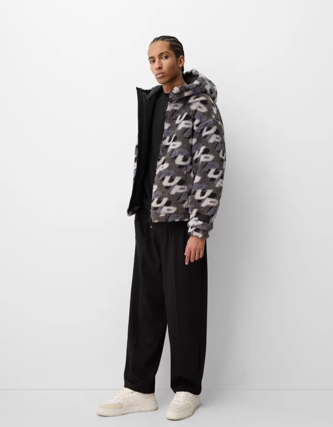 Jachetă din faux shearling cu imprimeu Jachetă din faux shearling cu imprimeu