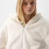 Jachetă matlasată cu glugă din blană artificială