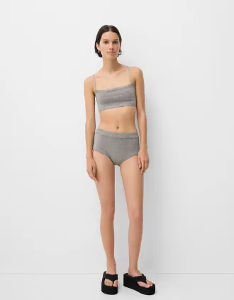 Mini pantaloni scurți din tricot metalic