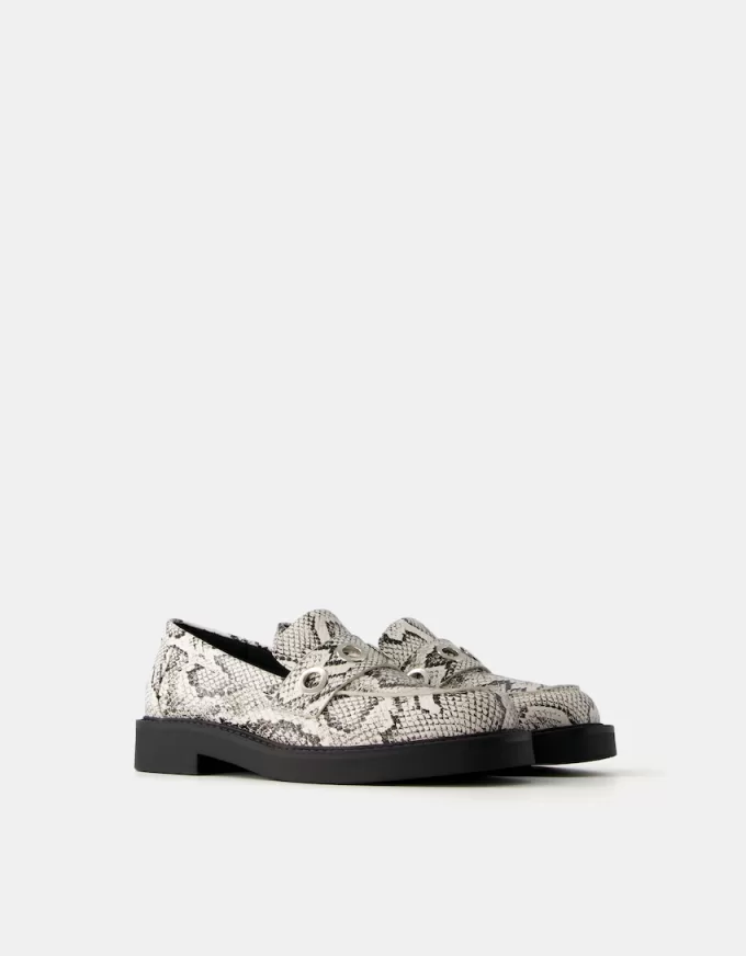 Mocasini plat cu imprimeu animal