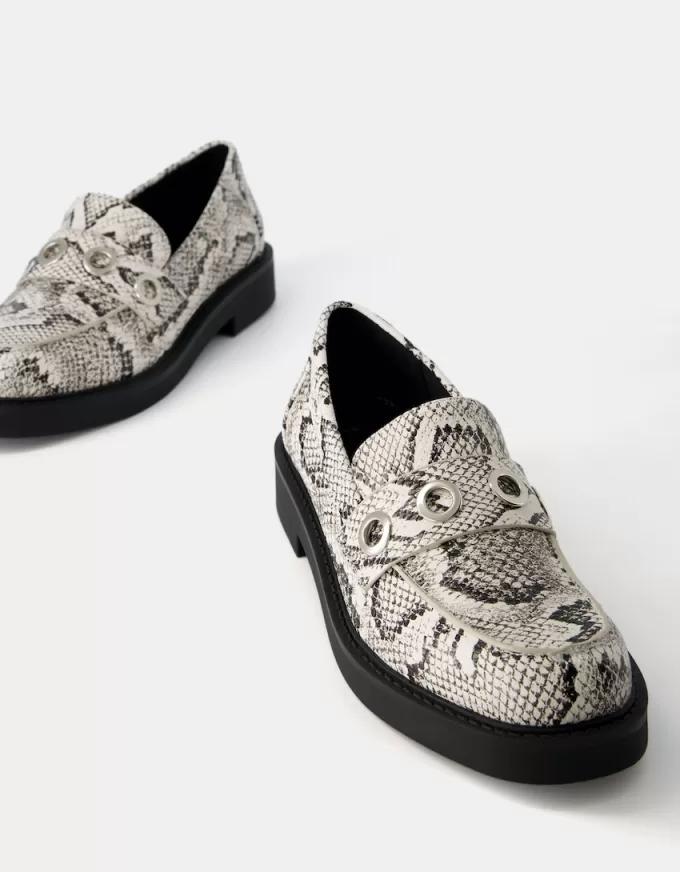Mocasini plat cu imprimeu animal