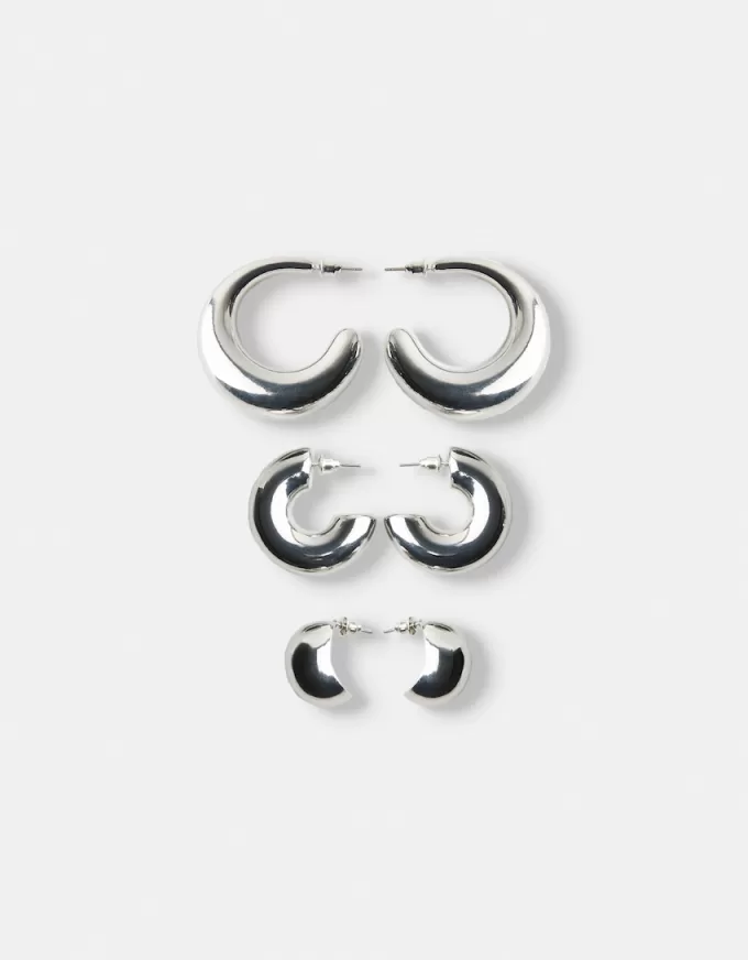 Pachet de 3 cercei cu cerc gros Pachet de 3 cercei cu cerc gros