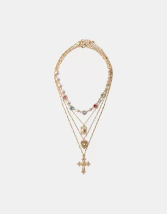 Pachet de 4 coliere cu cruce din strasuri