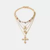 Pachet de 4 coliere cu cruce din strasuri Pachet de 4 coliere cu cruce din strasuri