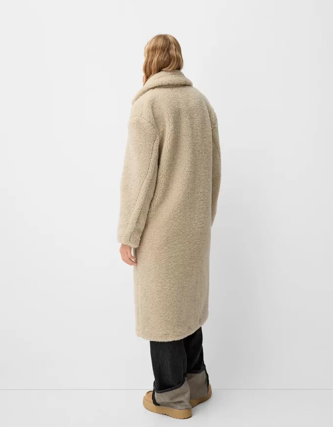 Palton lung din imitație de shearling Palton lung din imitație de shearling