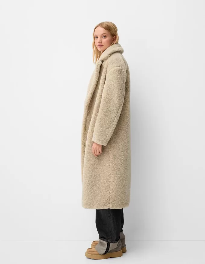 Palton lung din imitație de shearling Palton lung din imitație de shearling
