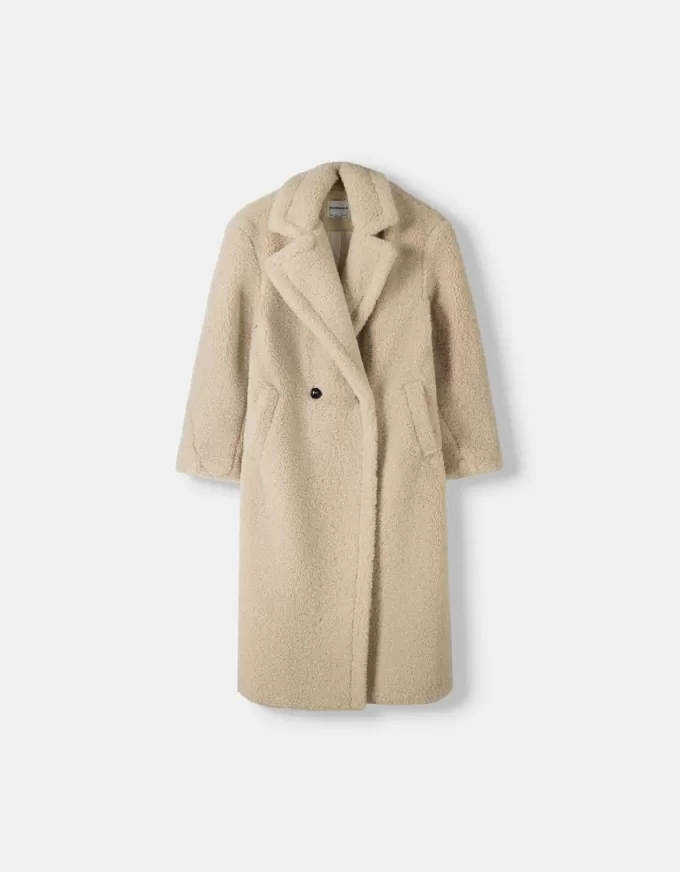 Palton lung din imitație de shearling Palton lung din imitație de shearling