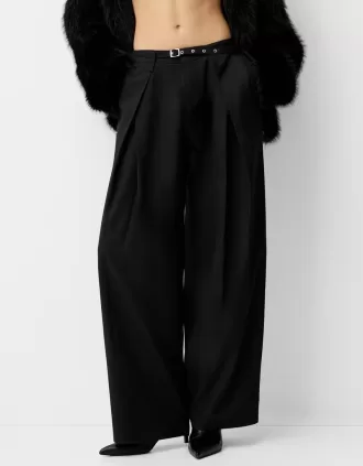 Pantaloni balloon fit cu centura