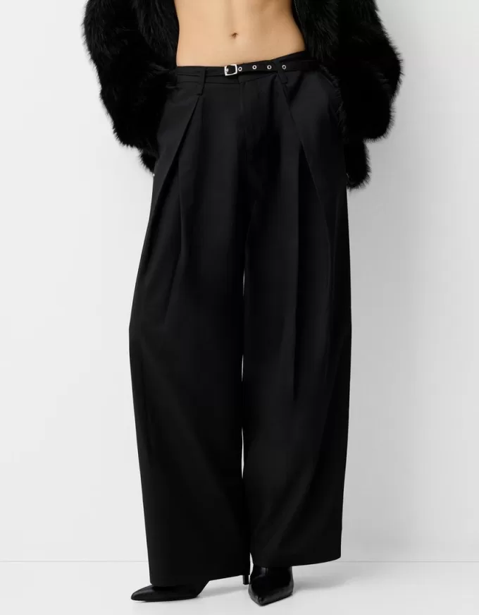 Pantaloni balloon fit cu centura Pantaloni balloon fit cu centura