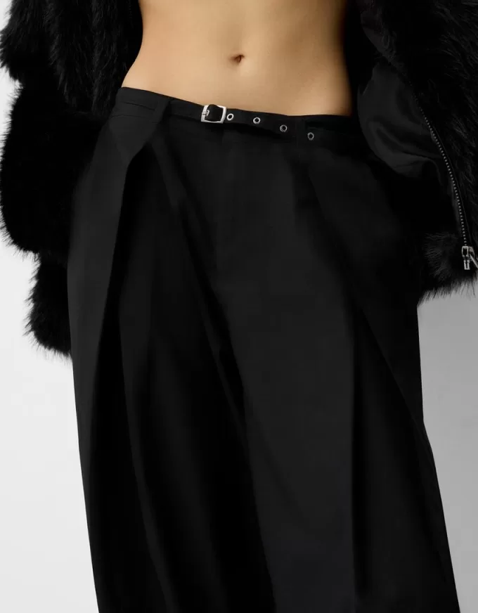 Pantaloni balloon fit cu centura Pantaloni balloon fit cu centura