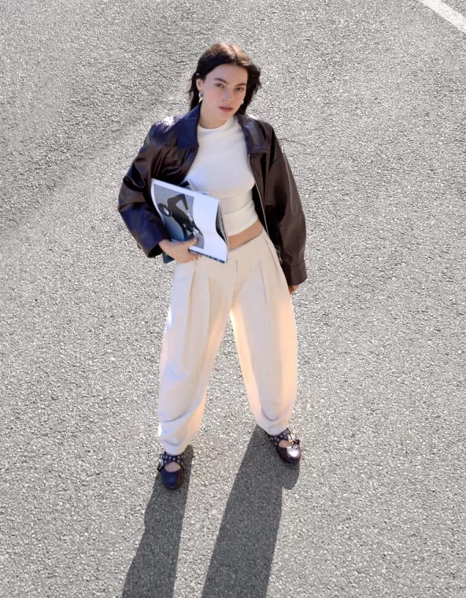 Pantaloni croiți cu balloon fit Pantaloni croiți cu balloon fit