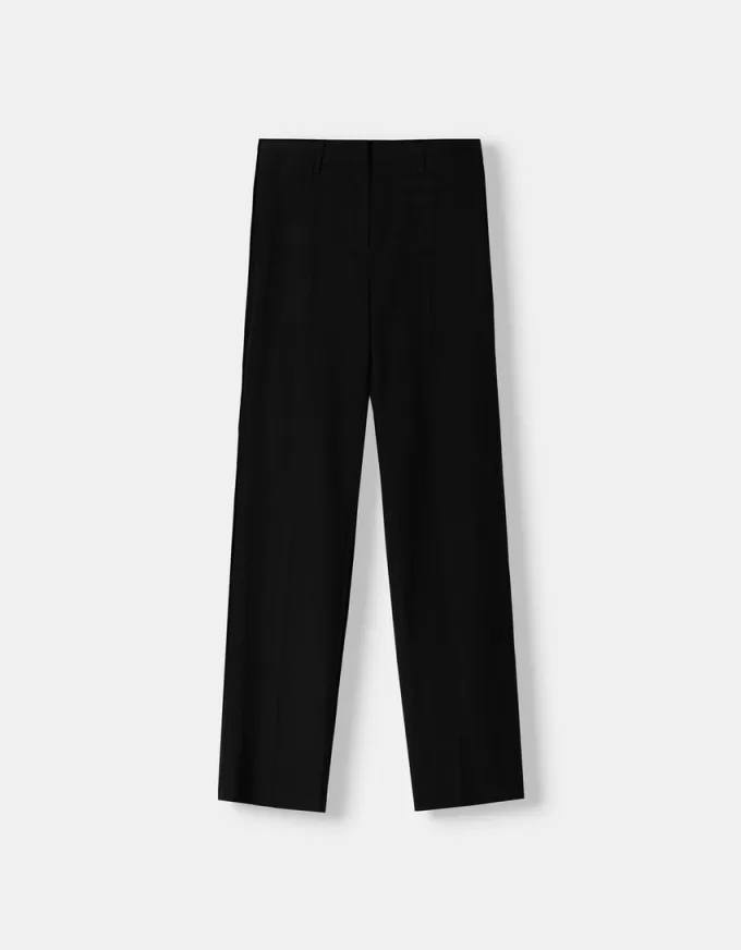 Pantaloni croiți drept cu talie joasă Pantaloni croiți drept cu talie joasă