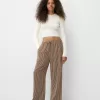 Pantaloni cu dungi drepte, cu talie elastică