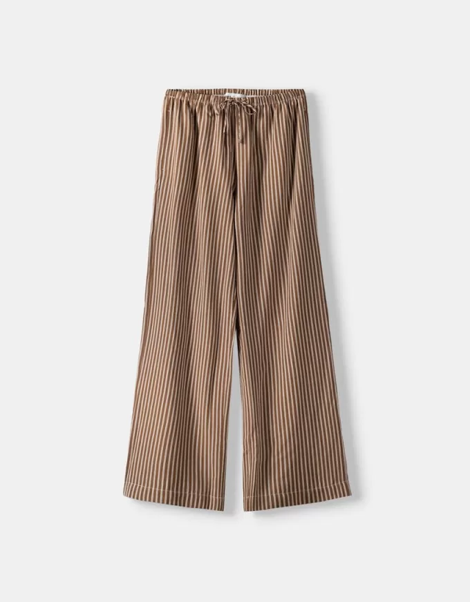 Pantaloni cu dungi drepte, cu talie elastică
