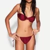 Pantaloni de bikini burgundy cu fundite Pantaloni de bikini burgundy cu fundite