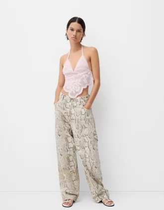 Pantaloni de dulgher cu imprimeu animal