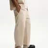 Pantaloni de trening cu picioare largi în amestec de in Pantaloni de trening cu picioare largi în amestec de in