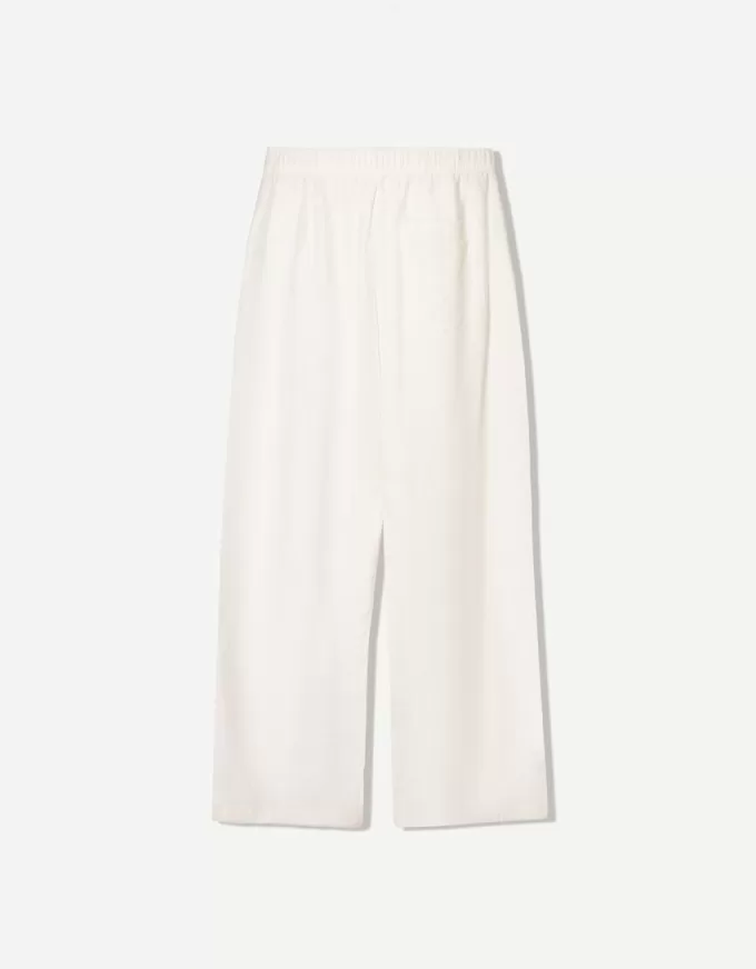 Pantaloni de trening cu picioare largi în amestec de in Pantaloni de trening cu picioare largi în amestec de in