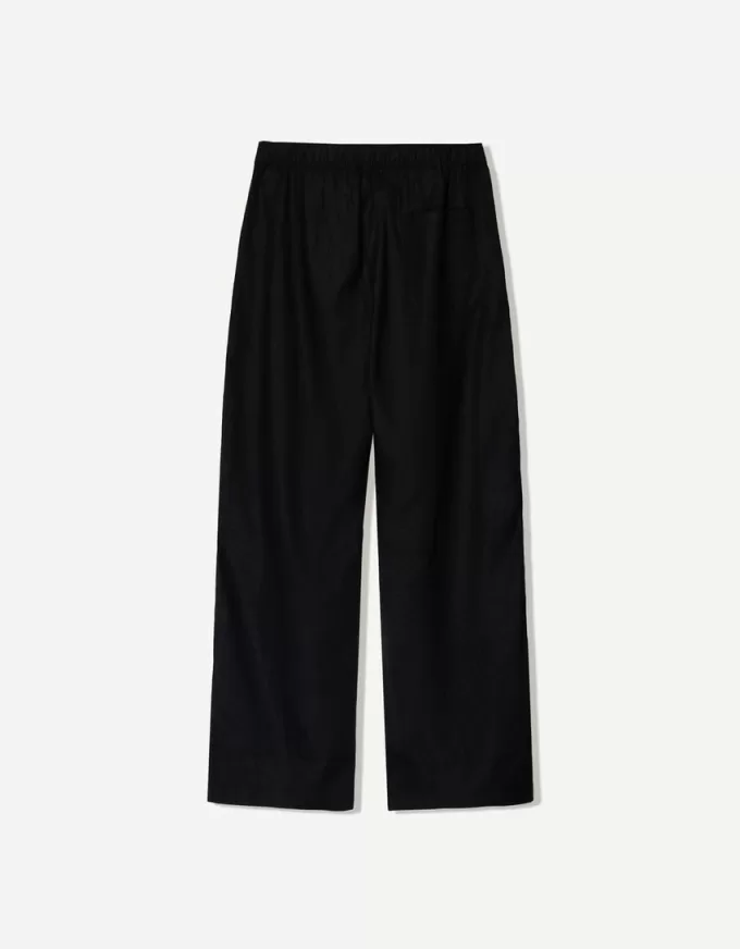 Pantaloni de trening cu picioare largi în amestec de in Pantaloni de trening cu picioare largi în amestec de in