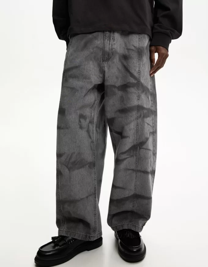 Pantaloni decolorați super largi Pantaloni decolorați super largi