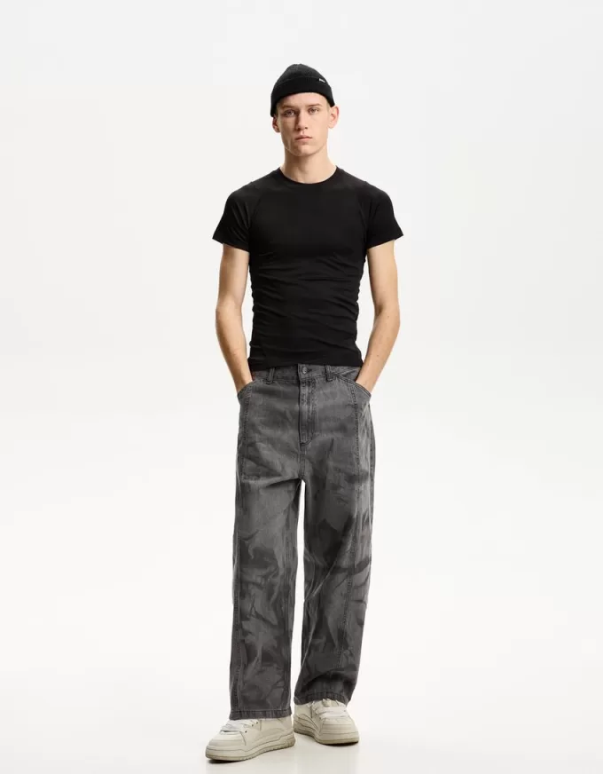 Pantaloni decolorați super largi Pantaloni decolorați super largi