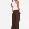Pantaloni din amestec de in cu bandă elastică în talie Pantaloni din amestec de in cu bandă elastică în talie