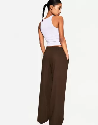 Pantaloni din amestec de in cu bandă elastică în talie