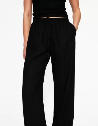 Pantaloni din amestec de in cu bandă elastică în talie