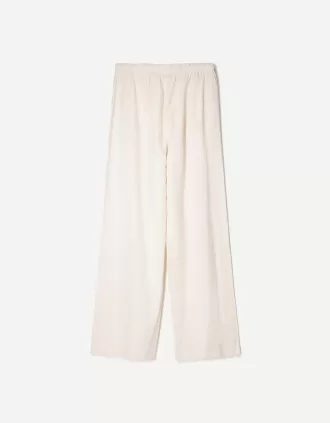 Pantaloni din amestec de in cu bandă elastică în talie