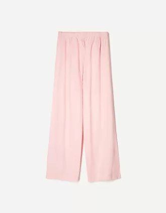 Pantaloni din amestec de in cu bandă elastică în talie
