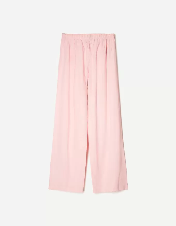 Pantaloni din amestec de in cu bandă elastică în talie Pantaloni din amestec de in cu bandă elastică în talie