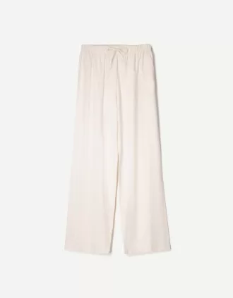 Pantaloni din amestec de in cu bandă elastică în talie