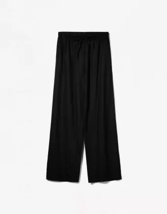 Pantaloni din amestec de in cu bandă elastică în talie