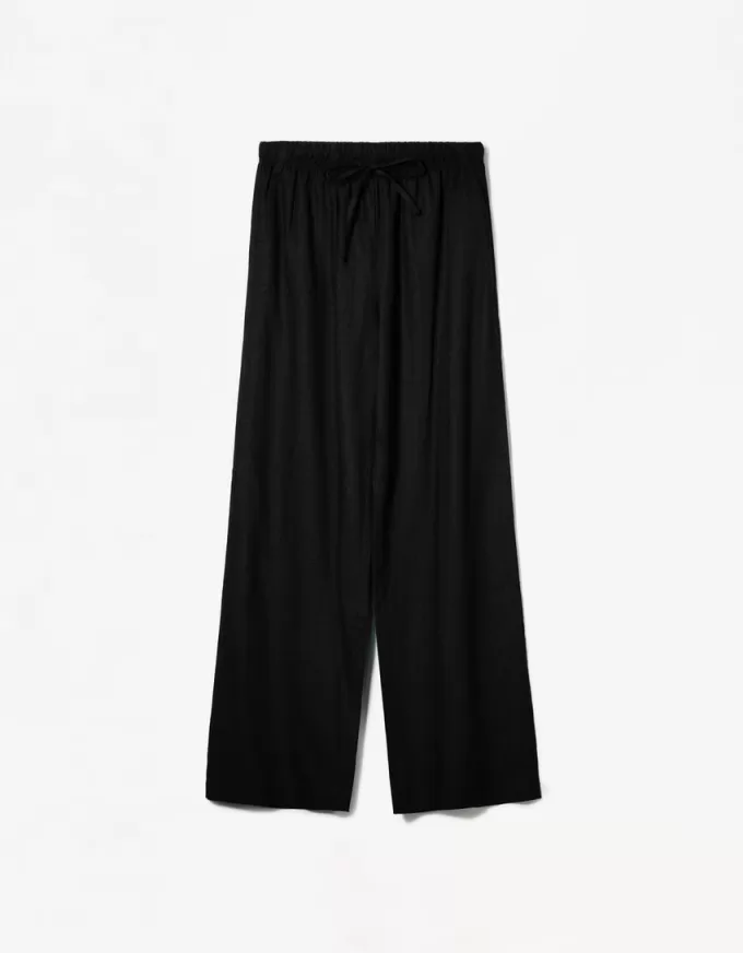 Pantaloni din amestec de in cu bandă elastică în talie Pantaloni din amestec de in cu bandă elastică în talie