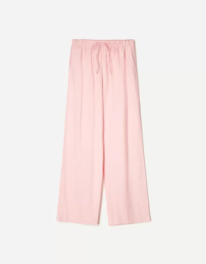 Pantaloni din amestec de in cu bandă elastică în talie Pantaloni din amestec de in cu bandă elastică în talie