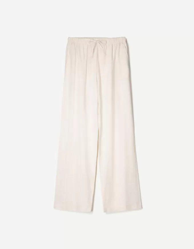 Pantaloni din amestec de in cu bandă elastică în talie Pantaloni din amestec de in cu bandă elastică în talie