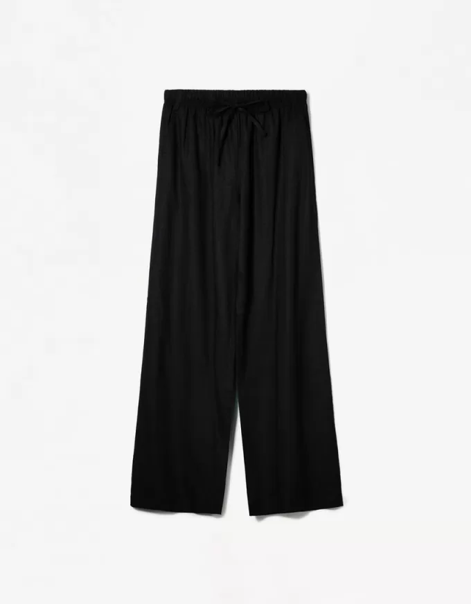 Pantaloni din amestec de in cu bandă elastică în talie Pantaloni din amestec de in cu bandă elastică în talie