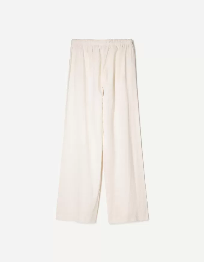 Pantaloni din amestec de in cu bandă elastică în talie Pantaloni din amestec de in cu bandă elastică în talie
