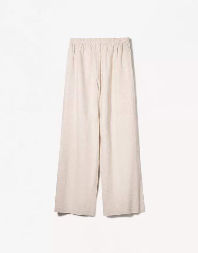 Pantaloni din amestec de in cu bandă elastică în talie Pantaloni din amestec de in cu bandă elastică în talie