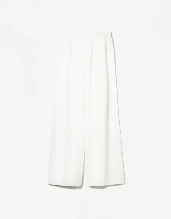 Pantaloni din amestec de in cu bandă elastică în talie Pantaloni din amestec de in cu bandă elastică în talie