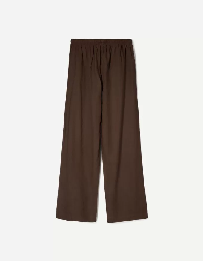 Pantaloni din amestec de in cu bandă elastică în talie Pantaloni din amestec de in cu bandă elastică în talie