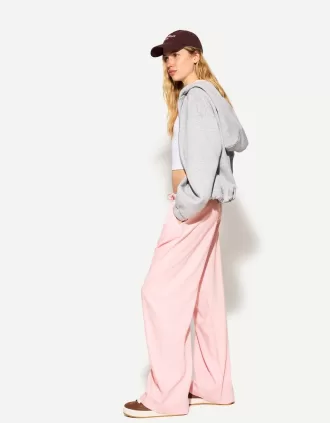 Pantaloni din amestec de in cu bandă elastică în talie