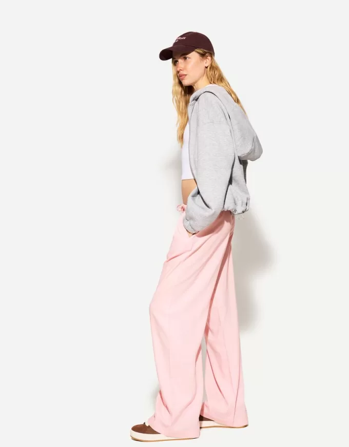 Pantaloni din amestec de in cu bandă elastică în talie Pantaloni din amestec de in cu bandă elastică în talie