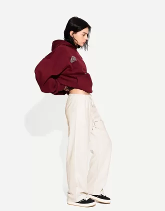 Pantaloni din amestec de in cu bandă elastică în talie