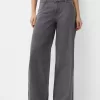 Pantaloni drepti cu imprimeu twill