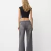 Pantaloni drepti cu imprimeu twill