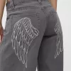 Pantaloni drepti cu imprimeu twill