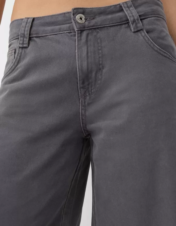 Pantaloni drepti cu imprimeu twill
